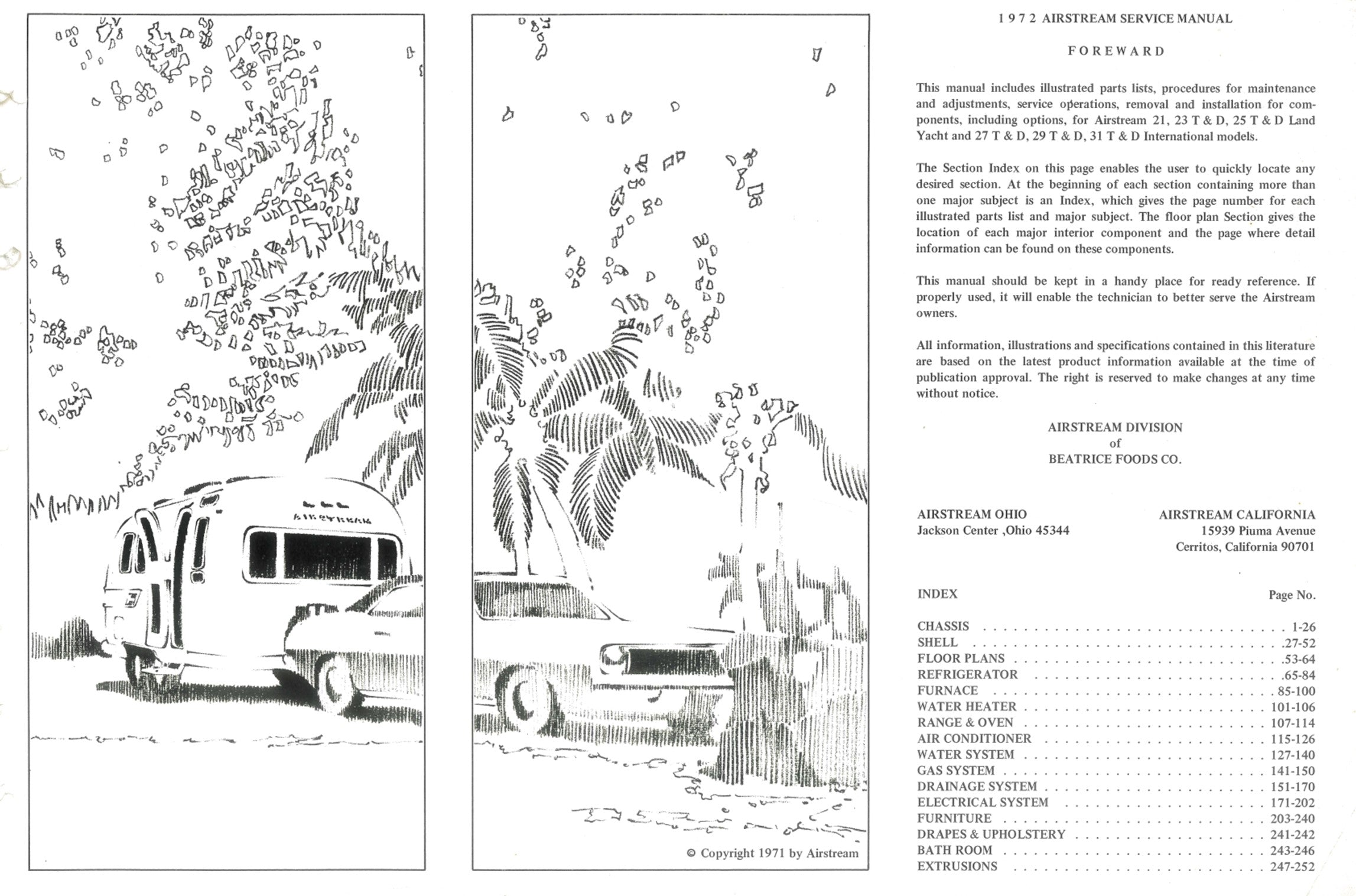 Woodland Airstream Parts and RV Accessories Store, 1972 Airstream Service Manual*