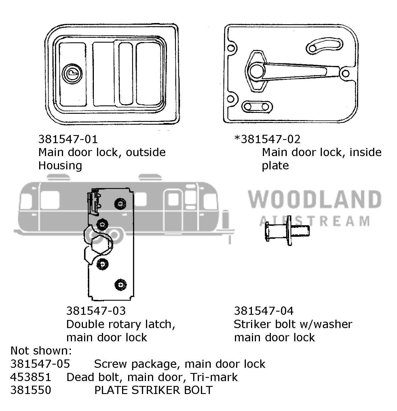 Woodland Airstream Parts and RV Accessories Store, Airstream Screw Package for Main Door Lock - 381547-05