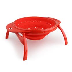 Dexas International , Kitchen Strainer Dexas International 10CC1795 Collapsible, 10" Diameter, Collapses To 2-1/2", 4 Quart Capacity, Dishwasher Safe, Red