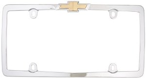 Cruiser , License Plate Frame Cruiser 10437 License Frame, Chevy Yellow Bowtie, Chrome Plated