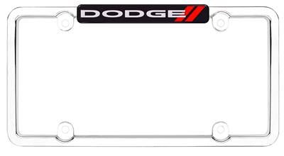 Cruiser , License Plate Frame Cruiser 11036 Emblem, Dodge, Chrome/Red