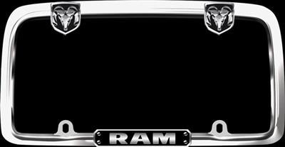 Cruiser , License Plate Frame Cruiser 11135 License Frame, Black Ram Logo, Polished, Chrome