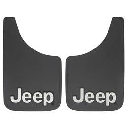 Plasticolor , Mud Flap Plasticolor 000491R01 Easy-Fit Series, Universal 9" x 15", Set Of 2, Flat, Jeep Logo, Black, Fiberglass Reinforced