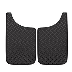 Plasticolor , Mud Flap Plasticolor 000548R01 Easy-Fit Series, Universal Rear 11" x 19", Set Of 2, Flat, Diamond Plate Look, Without Logo, Black, Fiberglass Reinforced