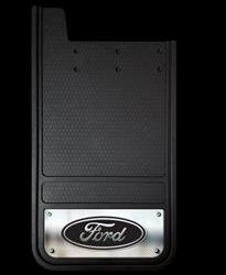 Plasticolor , Mud Flap Plasticolor 001838R01 Heavy Duty, Universal 12" x 23", Set Of 2, Flat, Ford Logo With Stainless Steel Insert, Fiberglass Reinforced