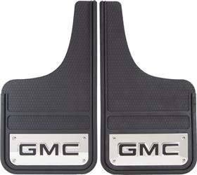 Plasticolor , Mud Flap Plasticolor 001841R01 Heavy Duty, Universal 12" x 23", Set Of 2, Flat, GMC Logo On Stainless Steel Plate, Black, Fiberglass Reinforced