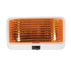 Arcon , Porch Light Arcon 18111 12 Volt, Rectangular, 5-3/4" Length x 3-1/2" Height, Surface Mount, White Base With Amber Lens, With Switch