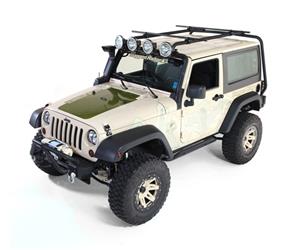 Rugged Ridge , Roof Rack Rugged Ridge 11703.01 Direct Fit; 300 Pound Load Capacity; Tilts For Access To Sunrider Soft Top/ Freedom Hard Top; Powder Coated; Black