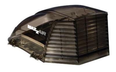 MaxxAir Ventilation Solutions , Roof Vent Cover MaxxAir Ventilation Solutions 00-933082 Maxxair II ®, Exterior Mount, Dome Type Ventilation Cover, Vented On Three Sides, For 14" x 14" Vents, 22.08" Length x 18.15" Width, Black, Polyethylene